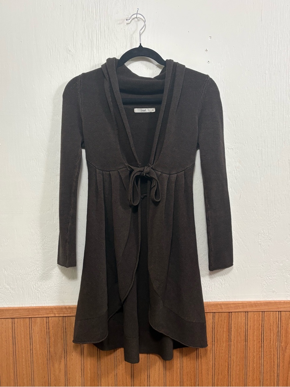 hazel dark brown cardigan with tie in front